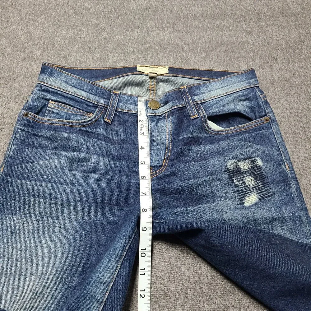 Current Elliott‎ The Stiletto Jeans Old Blue Repair Distressed Size 27